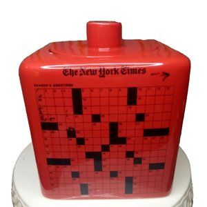 Limited Edition 2009 NY Times Crossword Puzzle Cookie Jar Red/Black Collectible